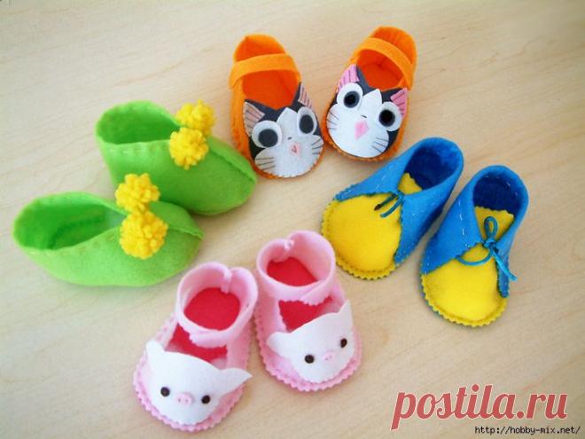 Прелестная обувь из фетра для малышей. Идеи, выкройки. | Варварушка-Рукодельница