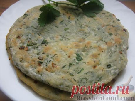 Рецепт: Лепешки чалпак с луком на RussianFood.com