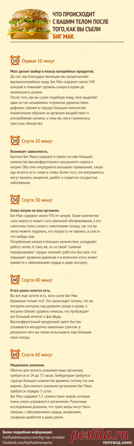 Что происходит с вашим телом после того, как вы съели Биг Мак