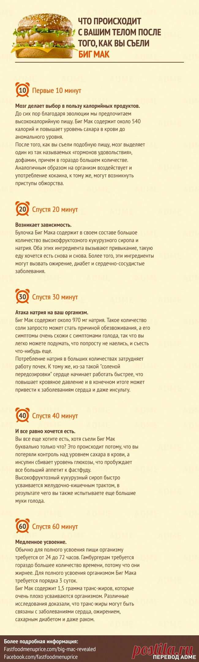 Что происходит с вашим телом после того, как вы съели Биг Мак