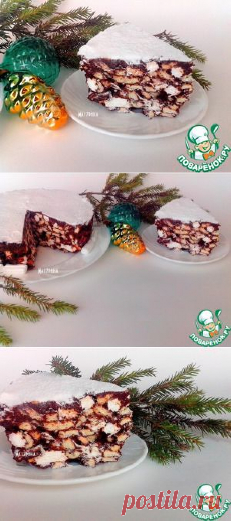 Шоколадный десерт с орехами, печеньем, маршмеллоу - кулинарный рецепт