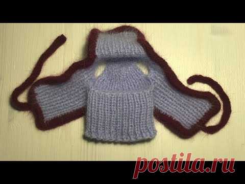 Шапка-ушанка с прорезями для ушек для собаки спицами
