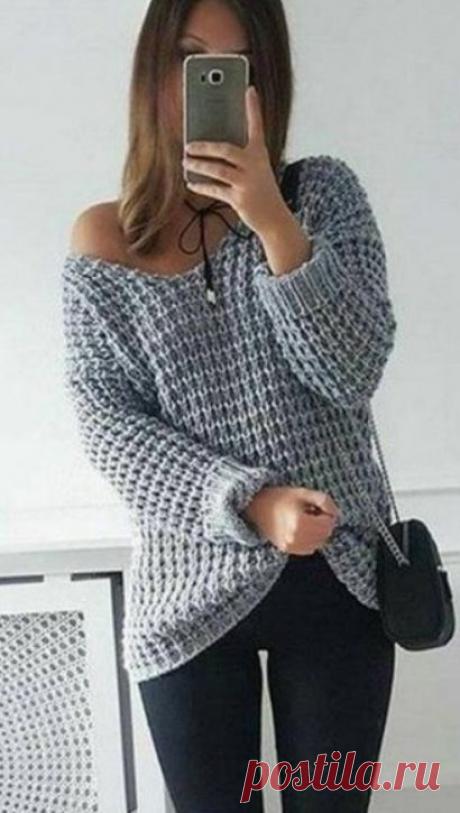 Крупный узор спицами