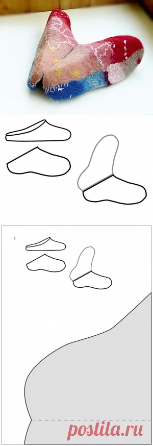 Тапочки на шаблоне "бабочка" и вязанные подошвы - Ярмарка Мастеров - ручная работа, handmade