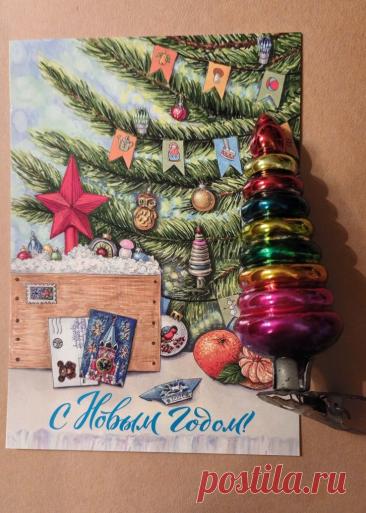 Перекрашена пирамидка - елочная игрушка СССР.
Стеклянная елочная игрушка времен СССР.
Новогодний декор, авторская роспись