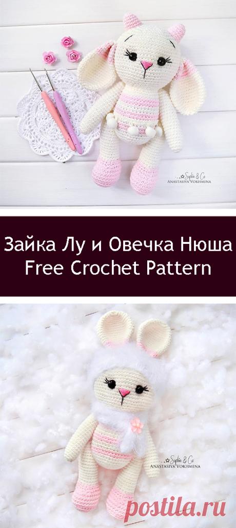 PDF Зайка Лу и Овечка Нюша. FREE amigurumi crochet pattern. Бесплатный мастер-класс, схема и описание для вязания игрушки амигуруми крючком. Вяжем игрушки своими руками! Кролик, заяц, зайчик, зайка, rabbit, hare, bunny, овечка, sheep. #амигуруми #amigurumi #amigurumidoll #amigurumipattern #freepattern #freecrochetpatterns #crochetpattern #crochetdoll #crochettutorial #patternsforcrochet #вязание #вязаниекрючком #handmadedoll #рукоделие #ручнаяработа #pattern #tutorial #häkeln #amigurumis