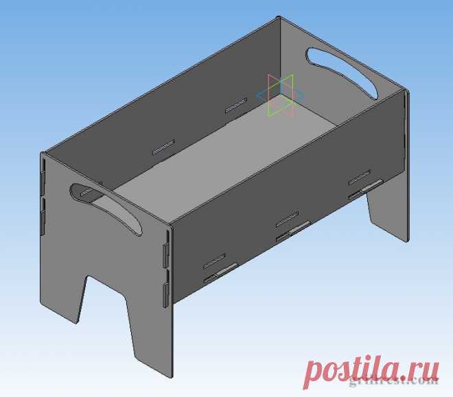 Скачать макет (чертеж) простого разборного мангала (DXF, CDW, M3D)