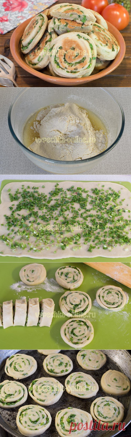 ✔️Постные лепёшки на сковороде рецепт без дрожжей, с зелёным луком
