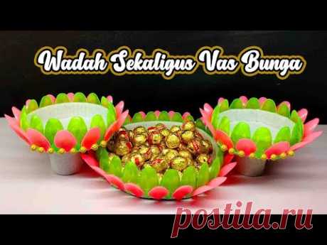 Ide Kreatif - Kreasi wadah sekaligus vas bunga || Plastic Spoon Craft ideas || best out of waste