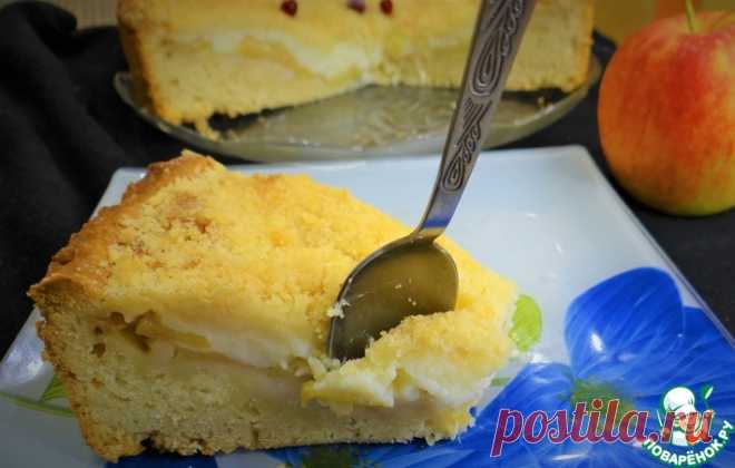 Пирог с яблоками и кремом Кулинарный рецепт