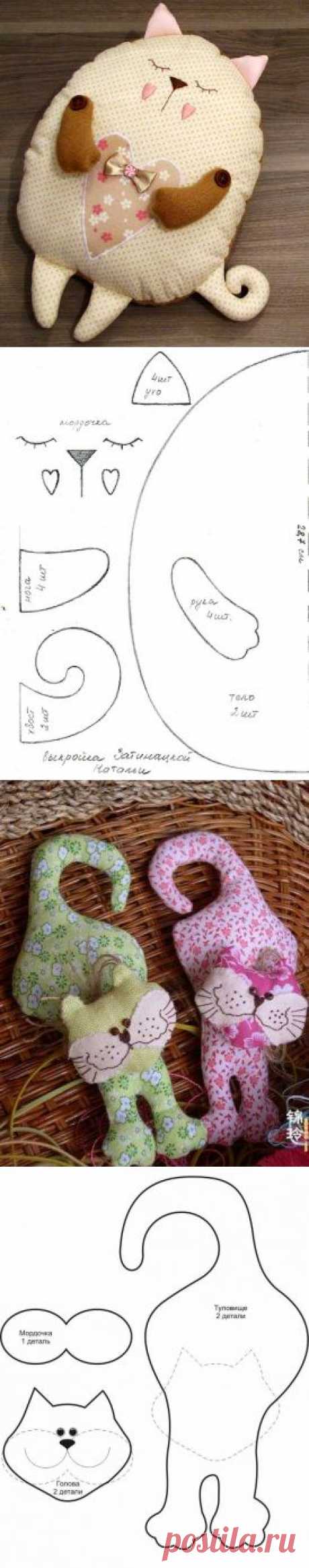 Еще коты-подушки с выкройками.