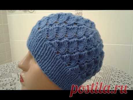 Ажурная шапочка спицами. Часть 1.  // Women's hats knitting // How to knit a hat