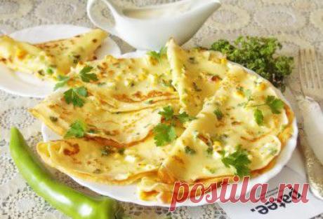 Блины с припеком с кукурузной мукой - рецепт с фотографиями