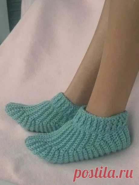 ​Носочки-тапочки крючком — DIYIdeas
