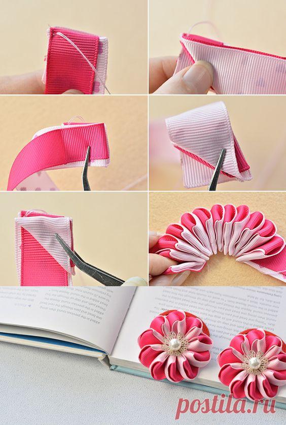 Цветы из лент — DIYIdeas