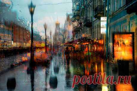 Обои :: дождь, боке, city, drops, splendor, природа, огни, rainy