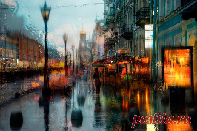Обои :: дождь, боке, city, drops, splendor, природа, огни, rainy