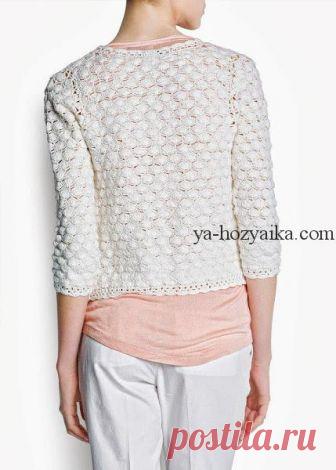 Жакет крючком от Mango со схемами. Стильный короткий жакет крючком своими руками