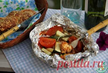 Сыр, запечённый в томатно-соевом соусе с овощами Кулинарный рецепт