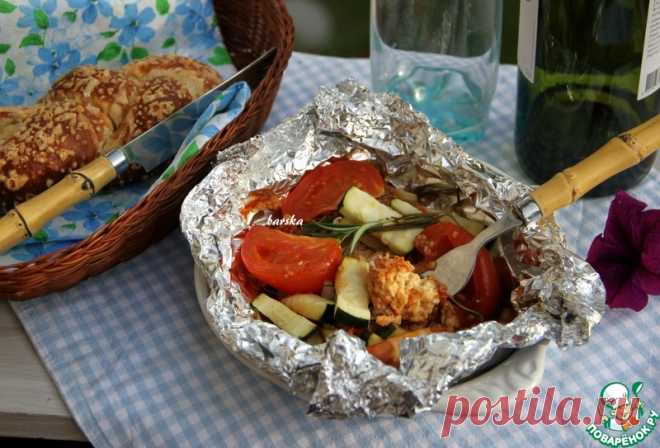 Сыр, запечённый в томатно-соевом соусе с овощами Кулинарный рецепт