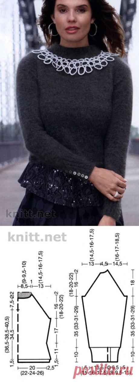 Пуловер с украшение в виде колье | knitt.net | Все о вязании