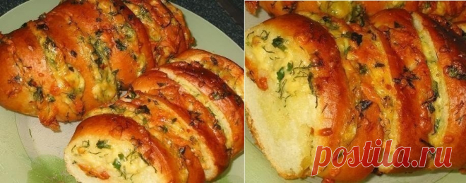 Ароматный хрустящий хлебушек пропитанный маслом, сыром и чесночком