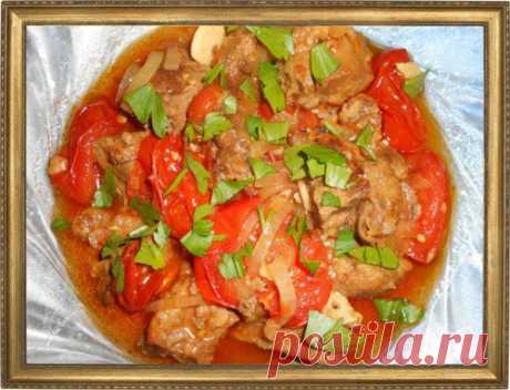ЖАРЕНАЯ ПЕЧЕНКА С ПОМИДОРАМИ ЧЕРРИ.