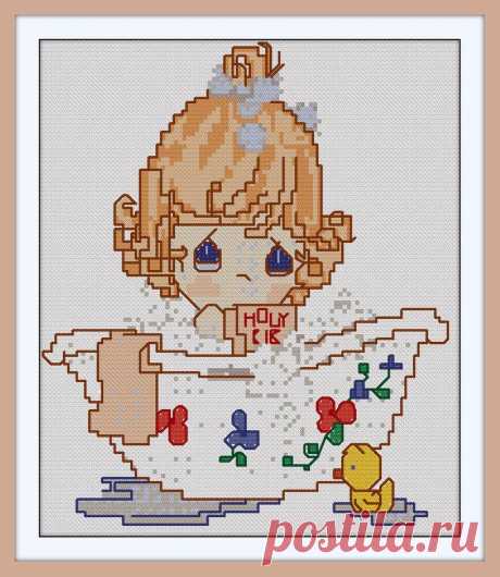 Baby in the Bathroom Cross Stitch PDF Pattern Download Cross | Etsy