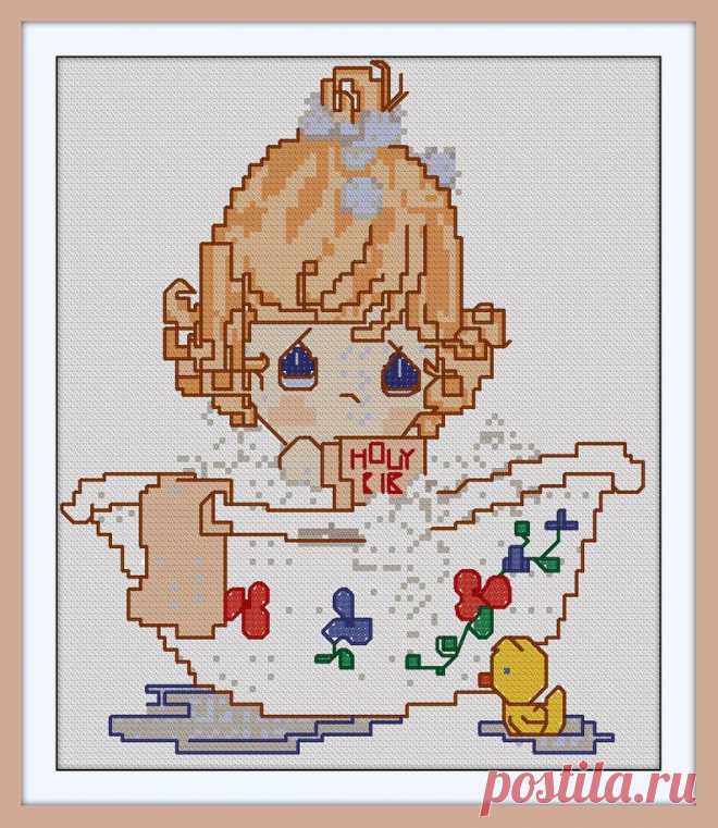 Baby in the Bathroom Cross Stitch PDF Pattern Download Cross | Etsy
