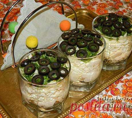 Белый салат с куриной грудкой