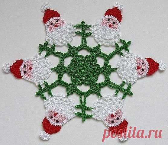 Новогодняя салфетка для украшения стола🌟 ✨ 🎄 🎅 (Вязание крючком) — Журнал Вдохновение Рукодельницы