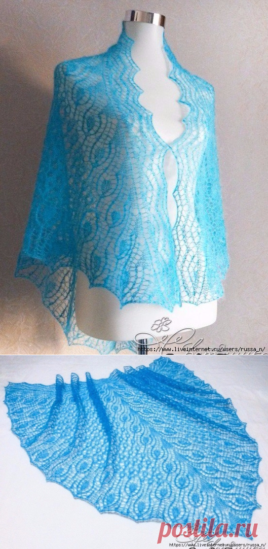 Шаль спицами 