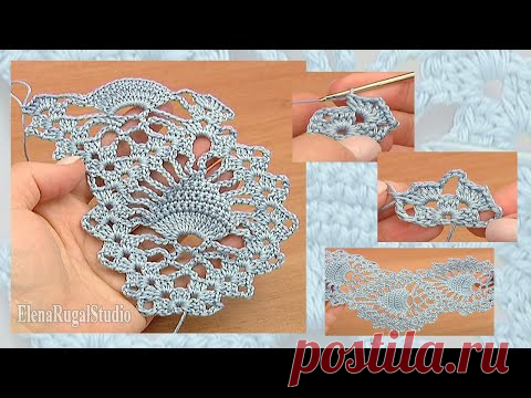 How To Crochet Pineapple Lace Tutorial 15 Крючком ленточное кружево