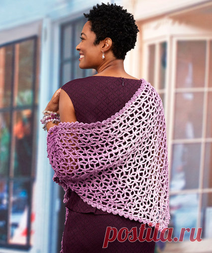 Lacy Isosceles Crochet Shawl | Red Heart