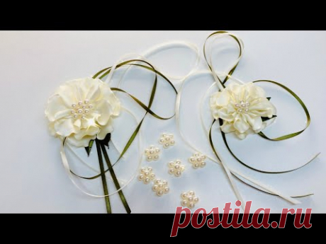 Бутоньерка из лент . Легко и просто. - YouTube