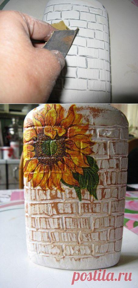 Кирпичики на бутылке | Умелые ручки