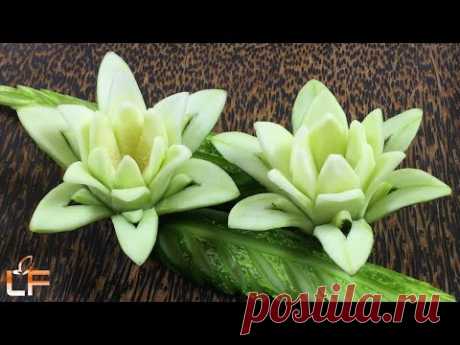 How To Make Cucumber Flower Carving Garnish - Art In Cucumber Flower Carving