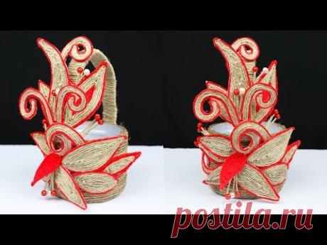 How to make a beautiful basket with plastic bottle and jute rope | best out of waste