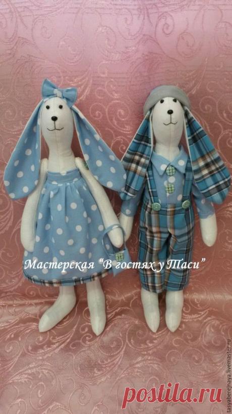 Купить Зайцы Тильды. - комбинированный, заяц, тильда, интерьер, кукла, лён, бязь