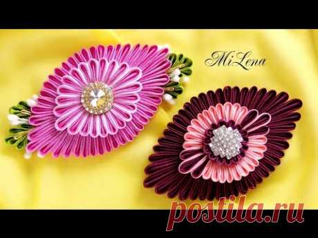Овальный цветок канзаши / МК / DIY Kanzashi flower / Ribbon flower tutorial