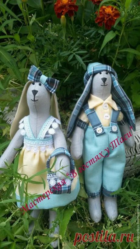 Купить Заяц Тильда. - комбинированный, тильда, заяц, интерьер, инрушка, подарок, лён, набивная