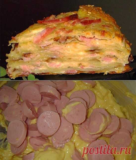 Быстрый пирог с сыром и сосисками « Рецепты пирогов