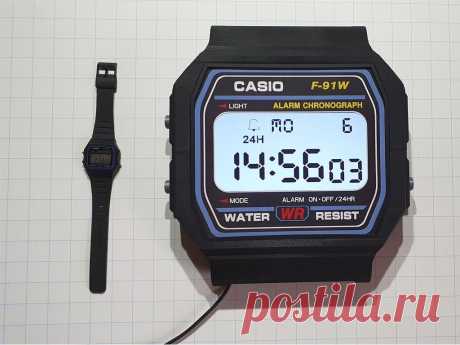 Настенные часы Casio В этой статье мастер-самодельщик расскажет нам, как он сделал реплику часов Casio F-91W большого размера. Эти часы полностью работоспособны имеют дисплей и управляются с помощью Arduino.Давайте посмотрим небольшой видеоролик.Инструменты и материалы:-Дисплей Nextion 7.0";-Адаптер Nextion
