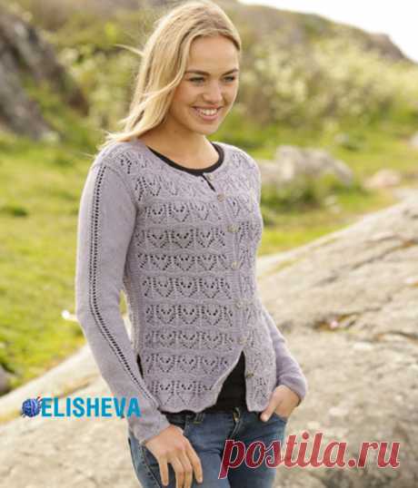 Ажурный кардиган Drops Design Studio вязаный спицами | Блог elisheva.ru