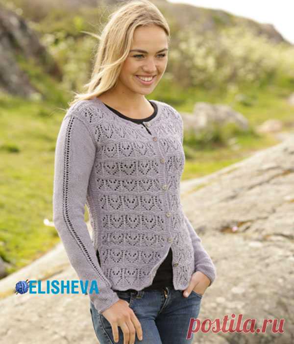 Ажурный кардиган Drops Design Studio вязаный спицами | Блог elisheva.ru