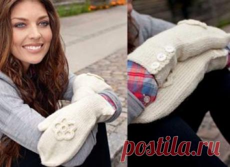 Женские варежки с пуговицами (Вязание спицами) — Журнал Вдохновение Рукодельницы