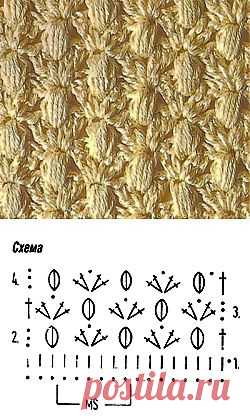 УЗОР ПЛОТНОГО ВЯЗАНИЯ - рельефные снопики.