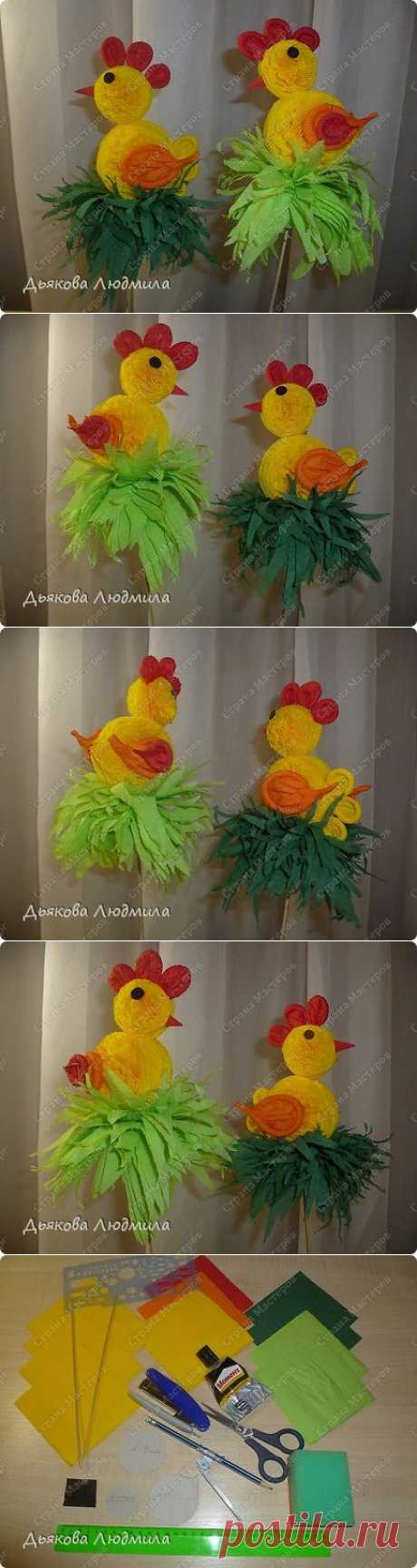 МК Пасхальный цыплёнок из бумажных салфеток.