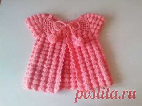 Кардиган - жилетка крючком "МАЛИНКА" для девочки часть1