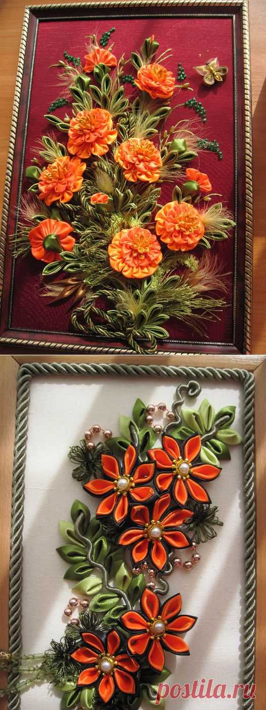 Картины из цветов канзаши - Рукоделие